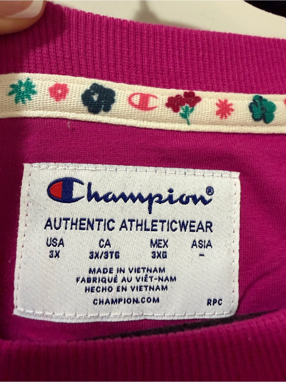 Champion Women's Magenta Crewneck Sweatshirt with Floral Logo - Picture 3 of 4